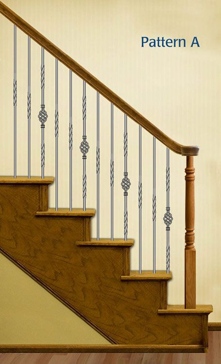 Wrought iron stair balusters with unique design