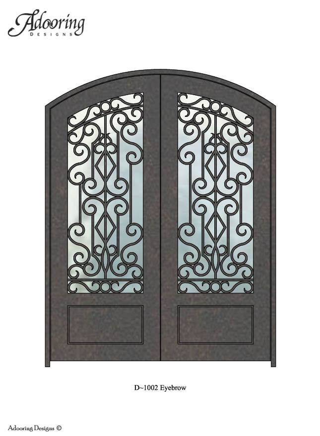 Eyebrow top iron door with complex design