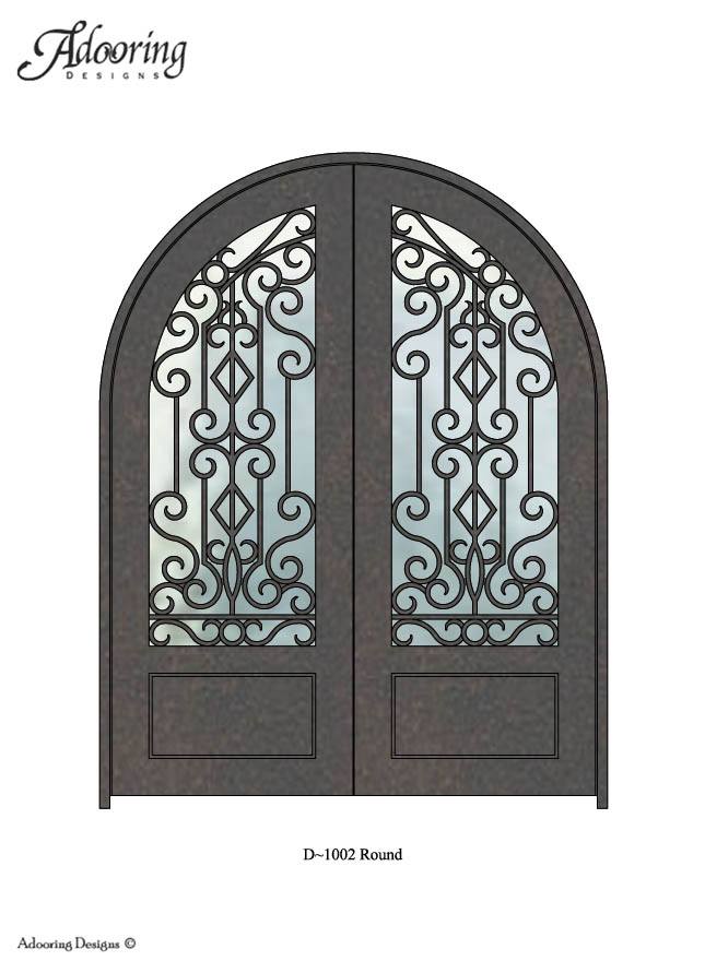 Round top iron door with complex design