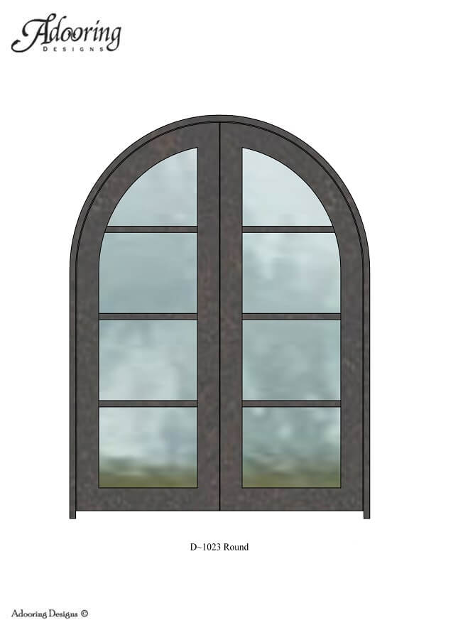 Round top door with several large windows