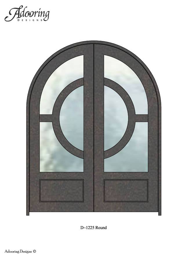 Iron door with Round top and thick iron lines creating connected circles