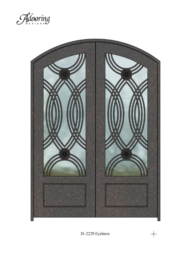 Eyebrow top iron door with intricate design