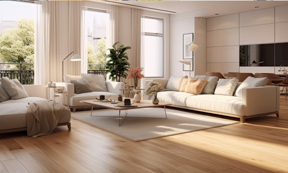 Living room with large windows