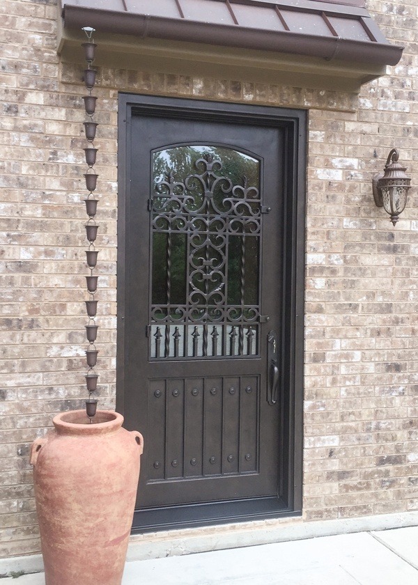 Copper finish iron door with unique design