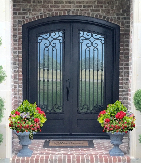 Eyebrow top double front doors