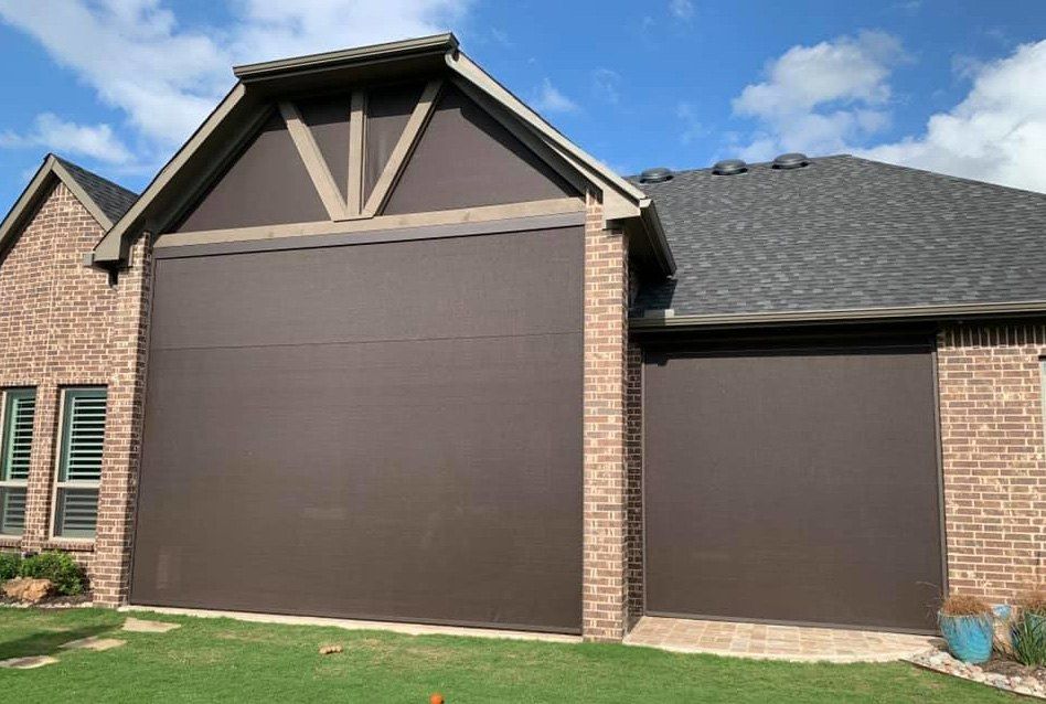 Patio with screen pulled down