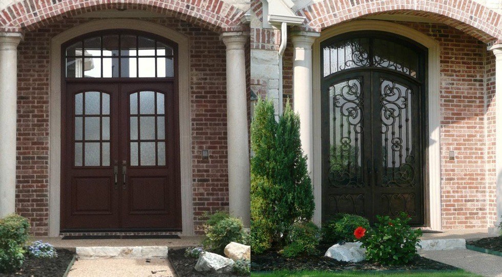 Doors before and after restoration