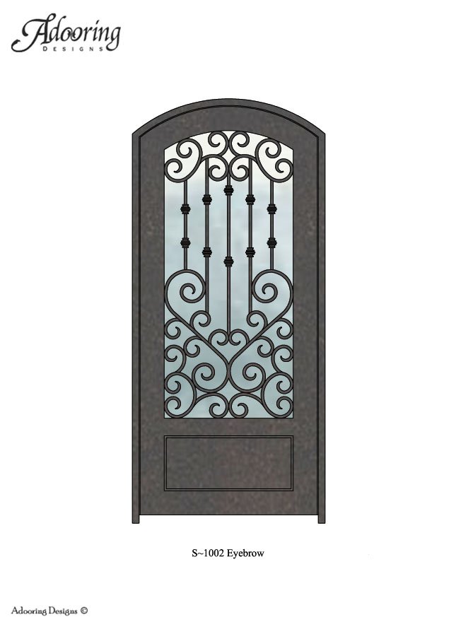 Eyebrow top iron door with intricate design