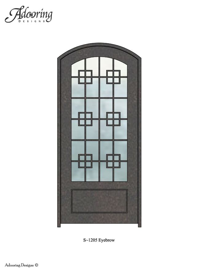 Eyebrow top single door with large window and complex pattern