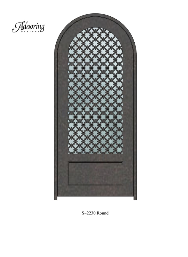 Round top iron door with intricate design