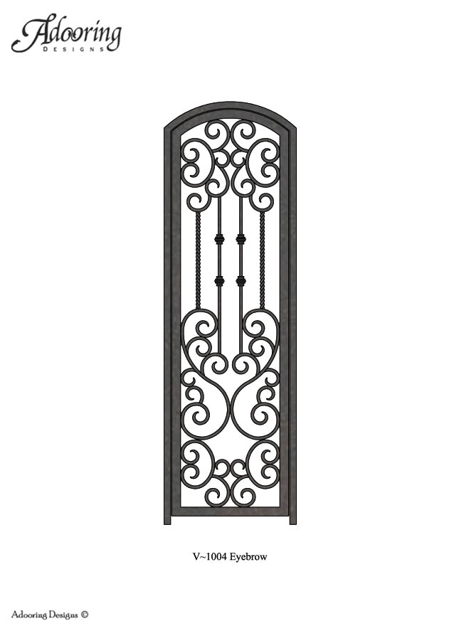 Eyebrow top single wine cellar gate with complex pattern