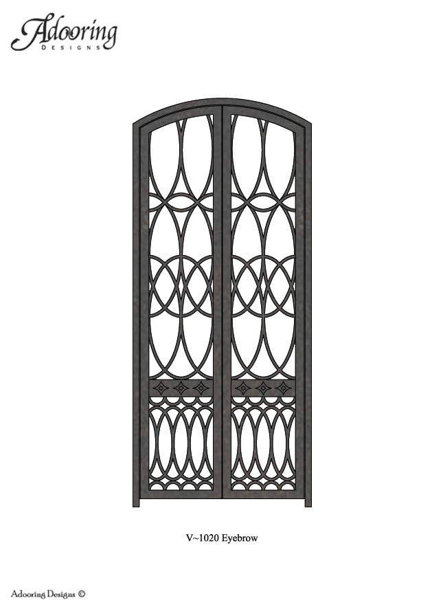 Double eyebrow top wine cellar gate with complex design