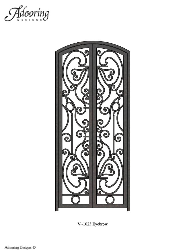 Double wine cellar gate with eyebrow top and complex pattern