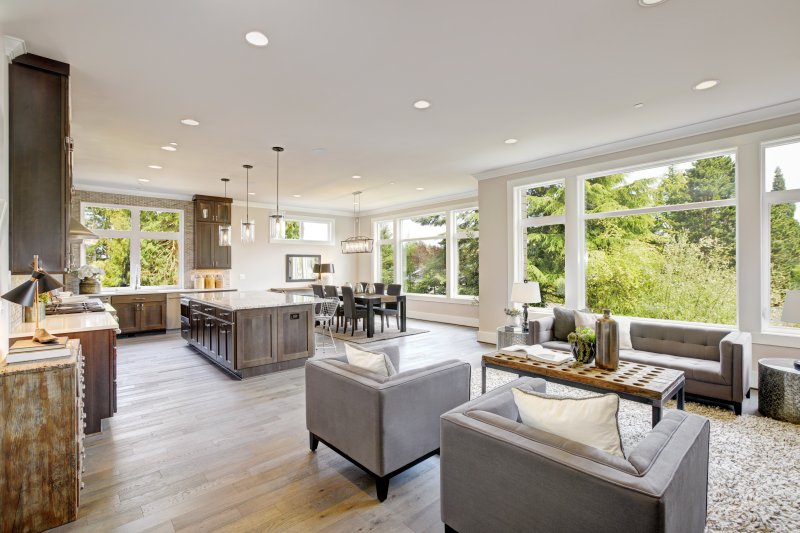 large windows inside a home