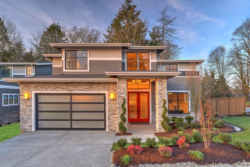 garage with glass panels